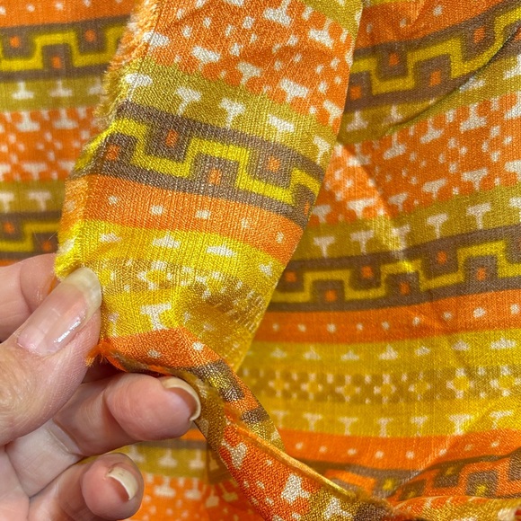 70’s polyester satin almost sheer Colorful Geometric Patterned Fabric 600 - Picture 3 of 4